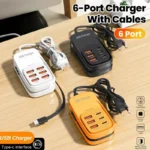 Estação de Carregamento 6 em 1 com Tomada e Portas USB