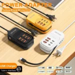 Estação de Carregamento 6 em 1 com Tomada e Portas USB